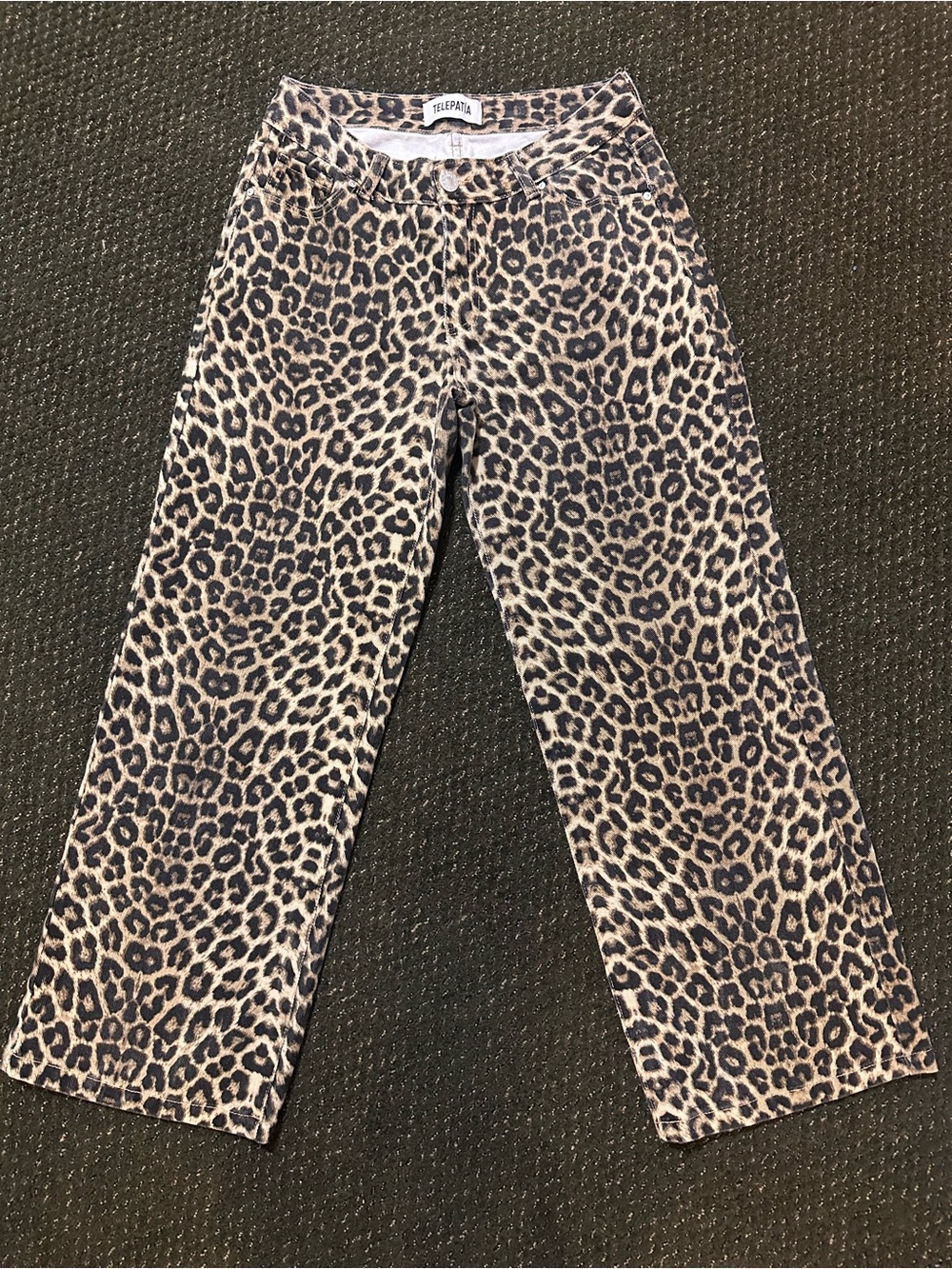 Wide Leg Leopard Print Jeans